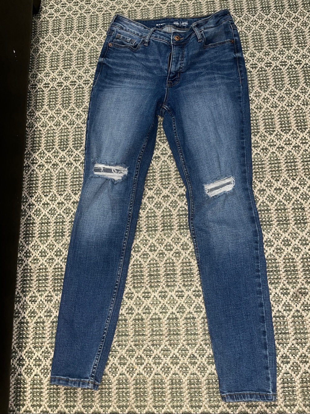 Old Navy Dark Blue Distressed Skinny Jeans